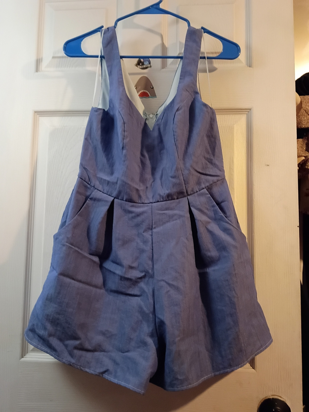 Blue Rain Light Blue Women's Romper Medium With Pockets
